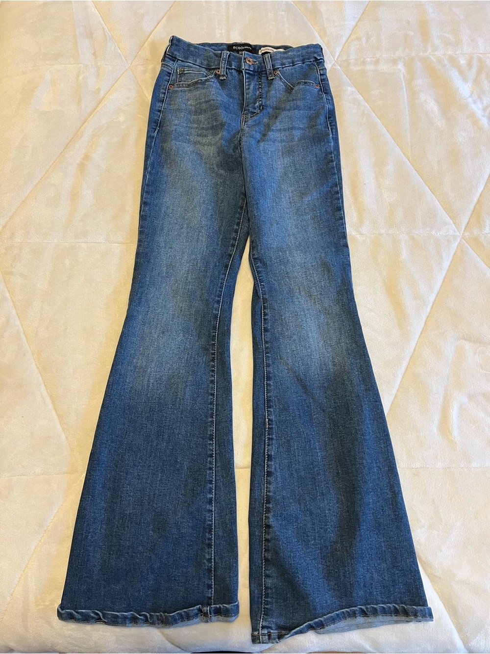 BCBGeneration Dark Blue High-Rise Flare Jeans
